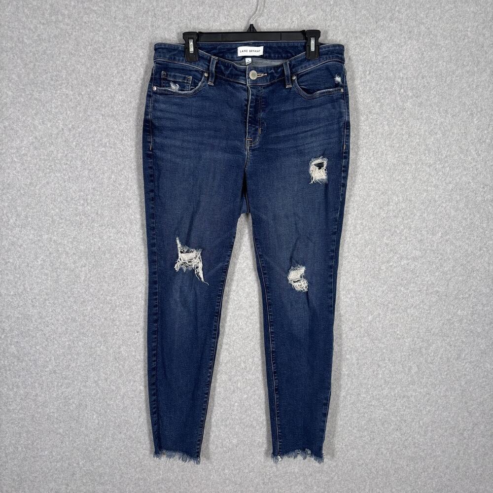 Lane Bryant‎ Jeans Size 14 Flex Magic Distressed Raw Frayed Hem Holes Ankle